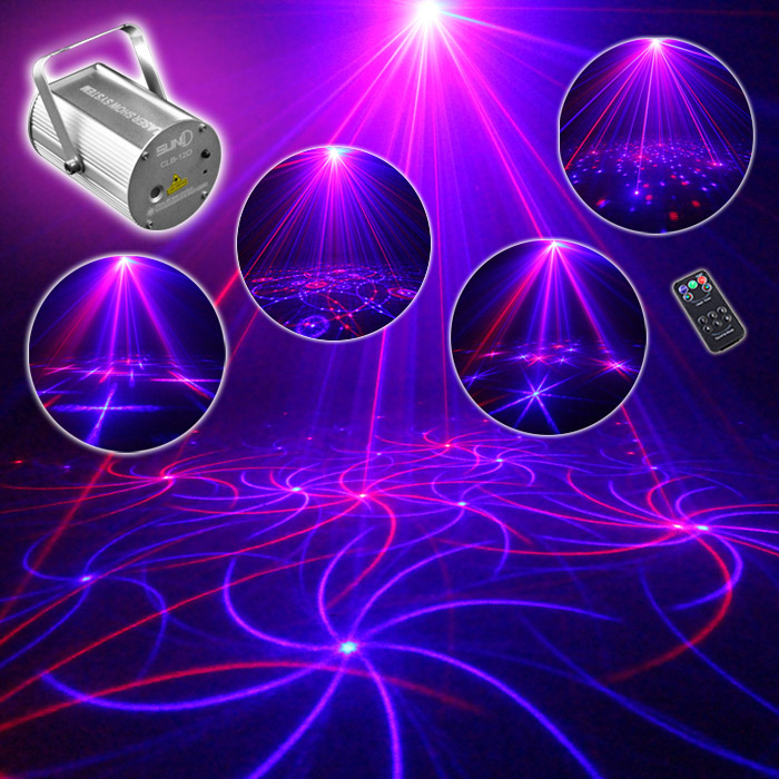 Vioce Control Red Blue Laer Stage Lights 12 Patterns Mini Laser KTV Flash - Click Image to Close